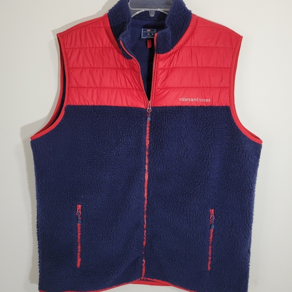 Vineyard Vines Performance Men's Puffer Polyester Vest Size XL Red Blue - Picture 2 of 13
